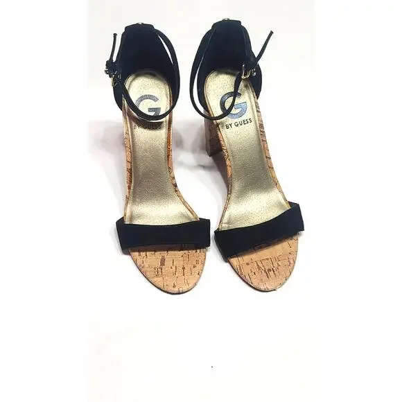 G by Guess Shantel chunky heel black sandals women's 6.5 - Picture 2 of 9